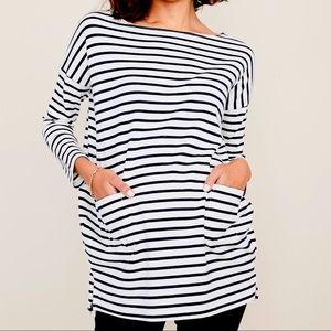 Hatch ‘The Bateau’ Top, black and white, size 2